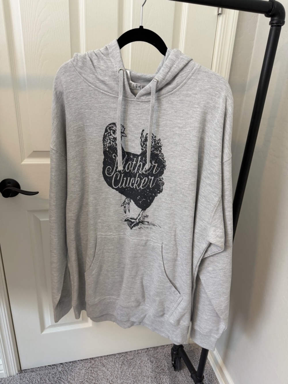 Mother Clucker Graphic Hoodie - Light Gray